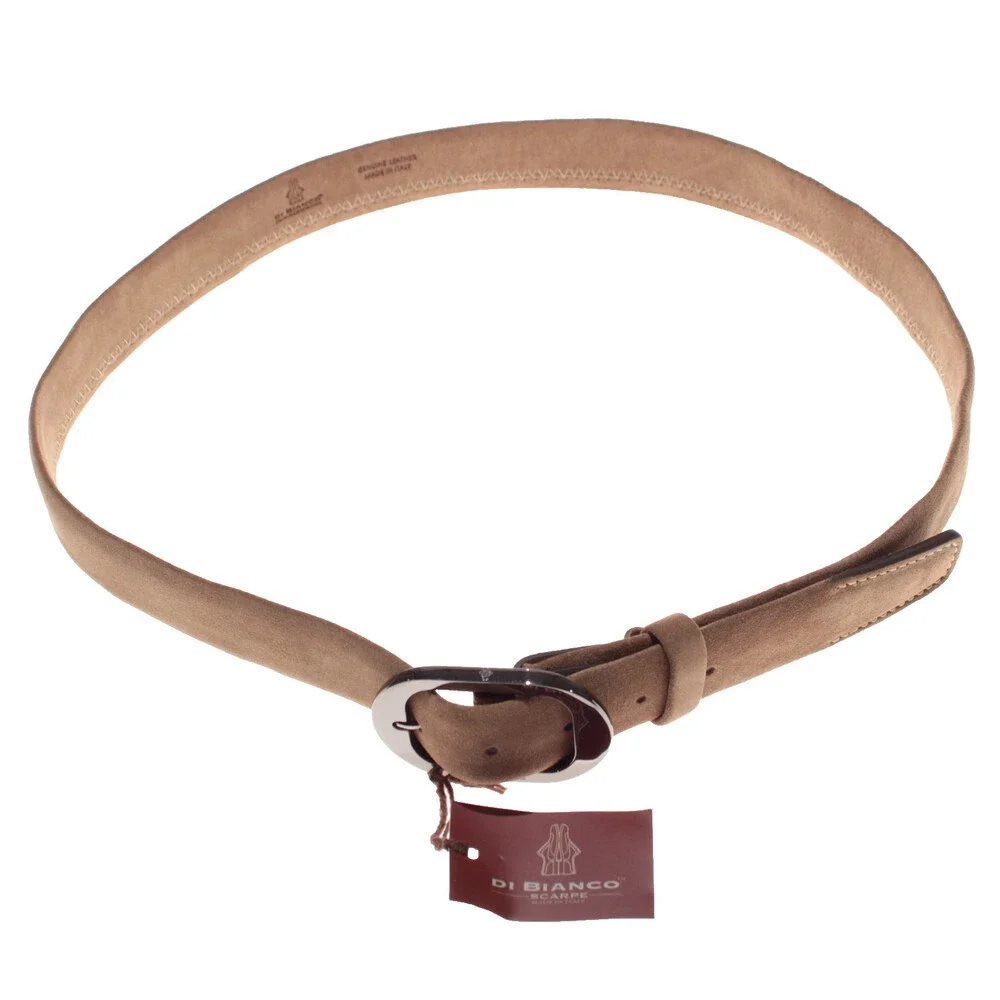 Di Bianco NWT Cut to Size Dress Belt In Solid Brown Suede Leather One Size
